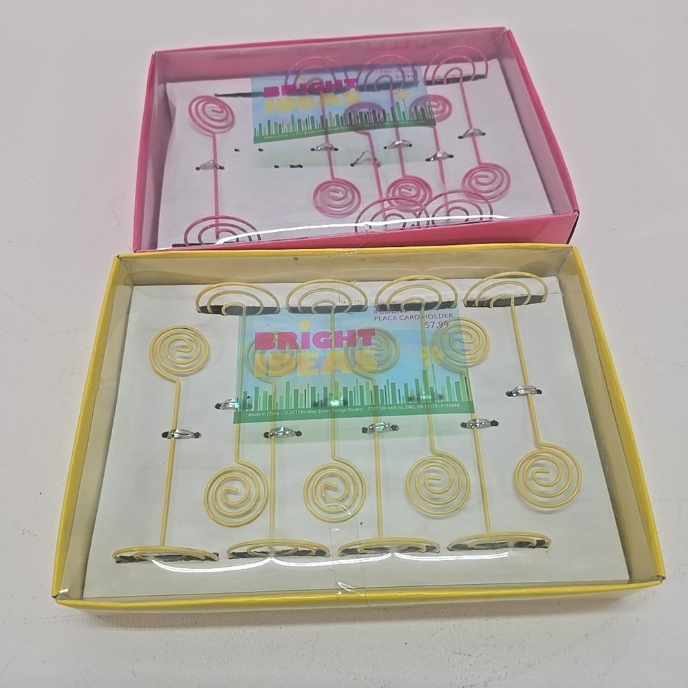 Set Of 14 Bright Ideas Spiral Place Card Holders